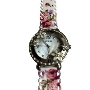 Women's Floral Watch with Silver Accents 132